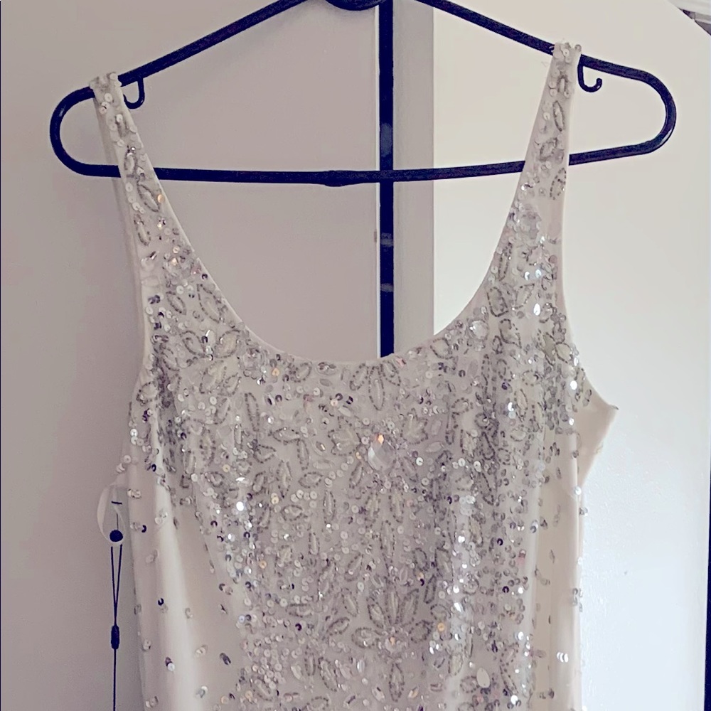 White sequin Adrianna Papell gown
